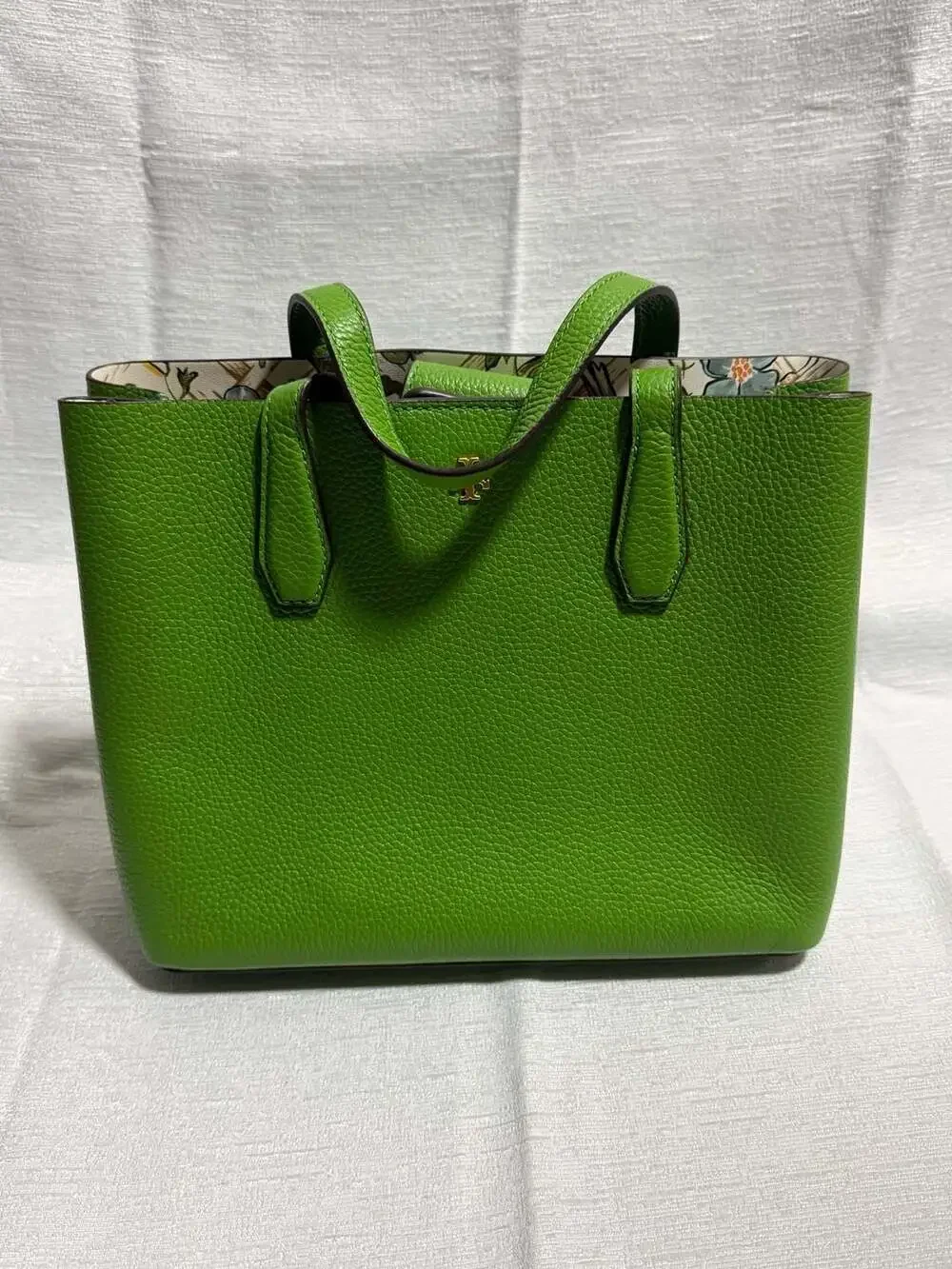 Tory Burch Blake Small Pebble Leather Tote Green